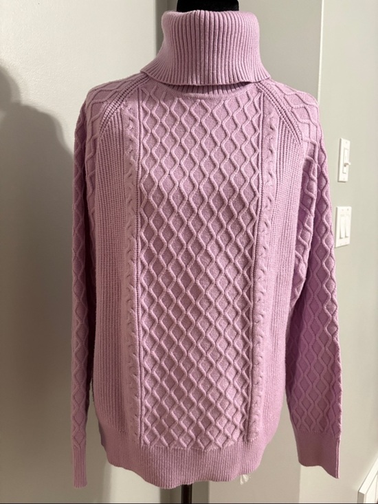 Alison Sheri Sweaters - NWOT Alison Sheri Cozy Cable-Knit Turtleneck Sweater in Dusty Pink